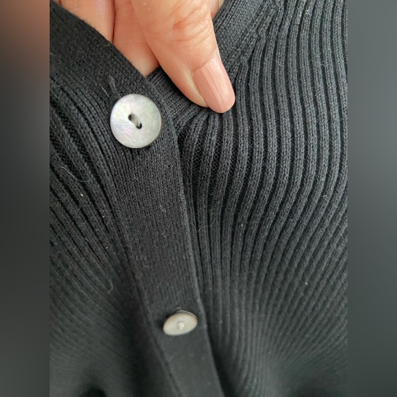 Karen Scott Black Ribbed Cotton Long Sweater Button Down Size XL Belted, Midi - Picture 4 of 14